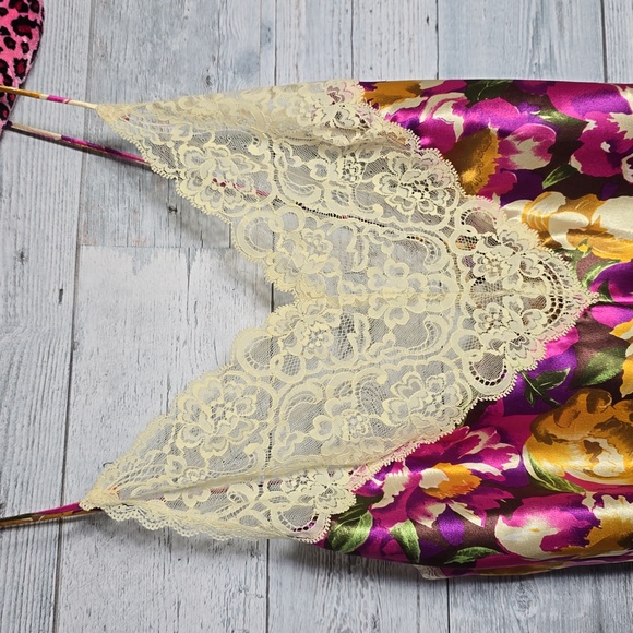 Vintage 1980's Cacique Lingerie Floral Lace Slip Dress Size Medium - Picture 5 of 9